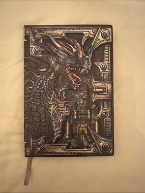 Embossed Dragon Hardcover Journal — Metallic Gray
